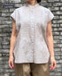 NMDS26224 60s ORGANIC CAMBRIC WITH EMB FRENCH/SLEEVE BANDED COLLAR EMB SHIRT