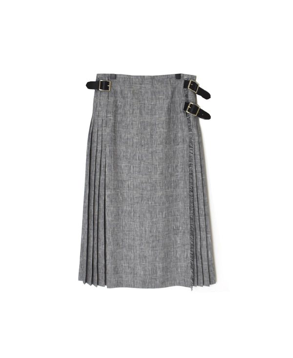 NOD2601 IRISH LINEN LOW WAIST ACCORDION LONG KILT LENGTH 80㎝ (WITH PIN)
