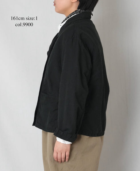 ISNAM2601D LINEN/COTTON PLAIN OVERDYE ROUND COLLAR DOUBLE JACKET