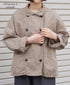 ISNAM2601D LINEN/COTTON PLAIN OVERDYE ROUND COLLAR DOUBLE JACKET