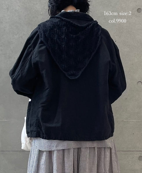 ISNAM2601D LINEN/COTTON PLAIN OVERDYE ROUND COLLAR DOUBLE JACKET
