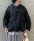 ISNAM2601D LINEN/COTTON PLAIN OVERDYE ROUND COLLAR DOUBLE JACKET