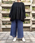 NMDS26255 80s VOILE SMALL GENTIANA BLOCK PRINT EASY PANTS