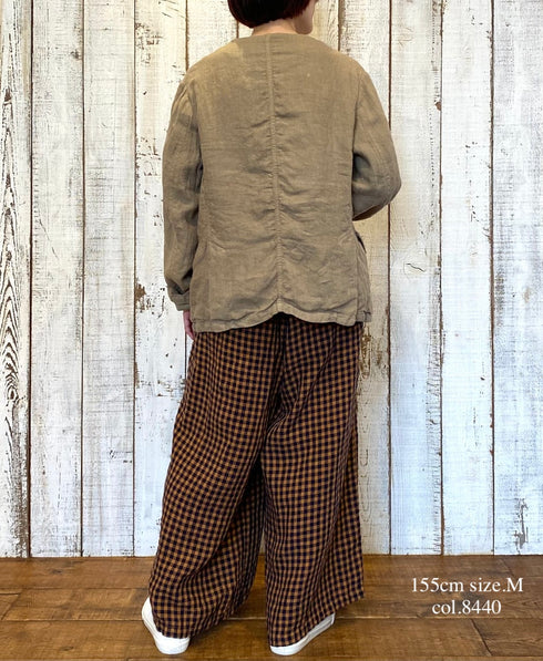 NVL2302LD 50s LINEN PLAIN (OVERDYE) SIDE VENTS NO COLLAR JACKET