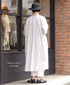 NSL26004 60s CAMBRIC PLAIN BANDED COLLAR BACK SIDE GATHERED DRESS