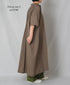 NSL26004 60s CAMBRIC PLAIN BANDED COLLAR BACK SIDE GATHERED DRESS
