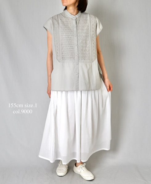 NSL26025 80s COTTON VOILE PLAIN GATHERED SKIRT