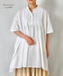 NSL26023 80s COTTON VOILE PLAIN BANDED COLLAR S/SL PINTUCK SHIRT