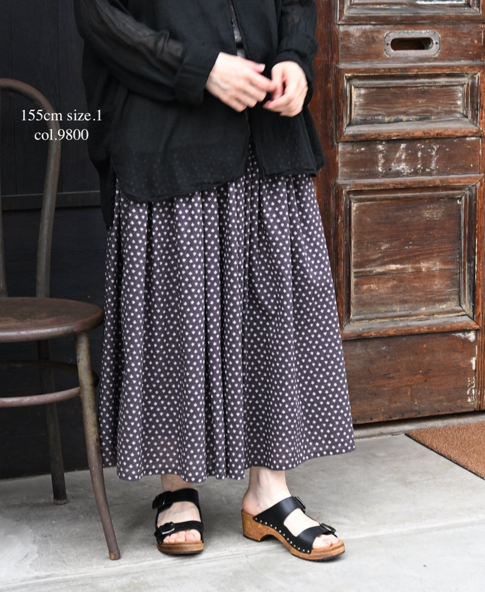 NSL26035 COTTON SLUB SMALL FLOWR PRINT GATHERED SKIRT – Narumi