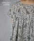 NSL26062 80s VOILE LEAF & FLOWER PRINT FRENCH/SL BACK SIDE GATHERED SMOCK