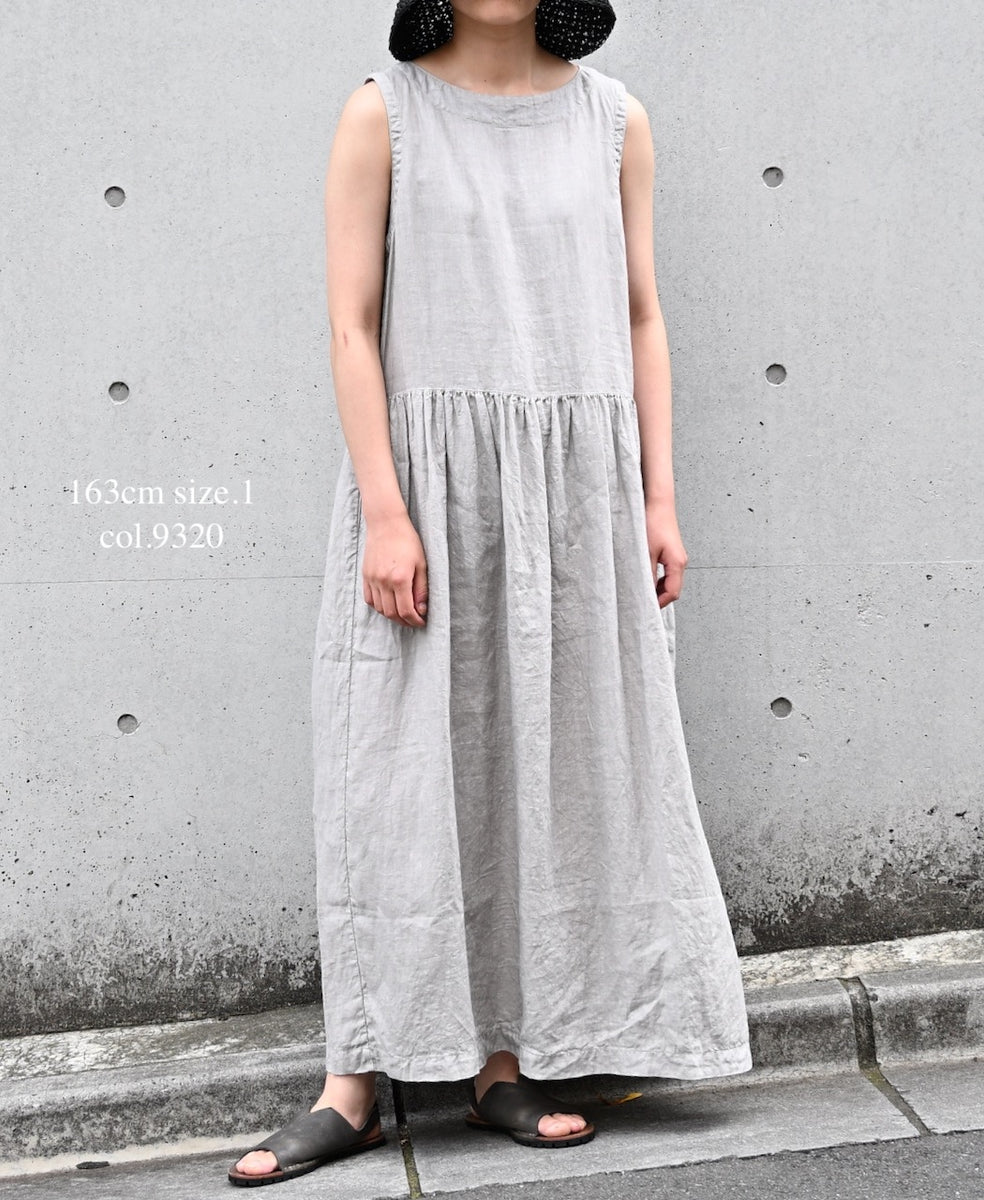 NAM1633LP LINEN PLAIN (OVERDYE) BOAT NECK NO/SL ONE-PIECE – Narumi