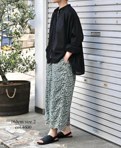 NSL26075 80s VOILE TWO TONE FLOWER PRINT WIDE EASY PANTS