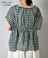 NSL26102 FANCY GINGHAM CHECK GATHERED PATCH WORK SMOCK