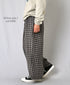 INAM2684DGD COTTON DOUBLE GAUZE CHECK OVERDYE GATHERED EASY PANTS WITH LINING