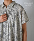 NSL26061 80s VOILE LEAF & FLOWER PRINT REGULAR COLLAR FRENCH/SL PINTUCK SHIRT