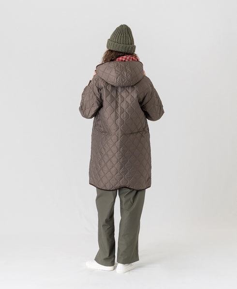 NAM2562PP PLAIN POLYESTER×PLAIN POLYESTER OVERSIZED MID-LENGTH HOODED COAT WITH RIBBED CUFF