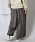 INAM2684DGD COTTON DOUBLE GAUZE CHECK OVERDYE GATHERED EASY PANTS WITH LINING
