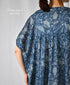 NSL26064 80s VOILE LEAF & FLOWER PRINT V-NECK FRENCH/SL TUNIC