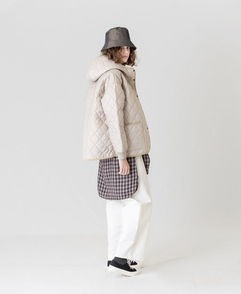 NAM2561PP PLAIN POLYESTER×PLAIN POLYESTER OVERSIZED HOODED JACKET WITH RIBBED CUFF