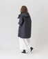 NAM2562PP PLAIN POLYESTER×PLAIN POLYESTER OVERSIZED MID-LENGTH HOODED COAT WITH RIBBED CUFF