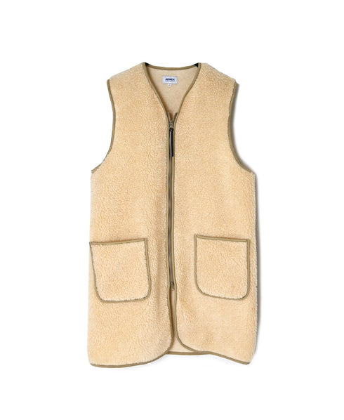 ADNAM2652 ZIP-UP FLEECE NO COLLAR LONG VEST