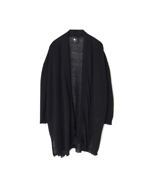 CNMDS2501 12GG LINEN PLAIN V-NECK CARDIGAN WITH SLIT