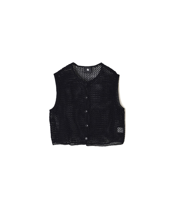 CNMDS2601 5GG LINEN OPENWORK KNIT VEST
