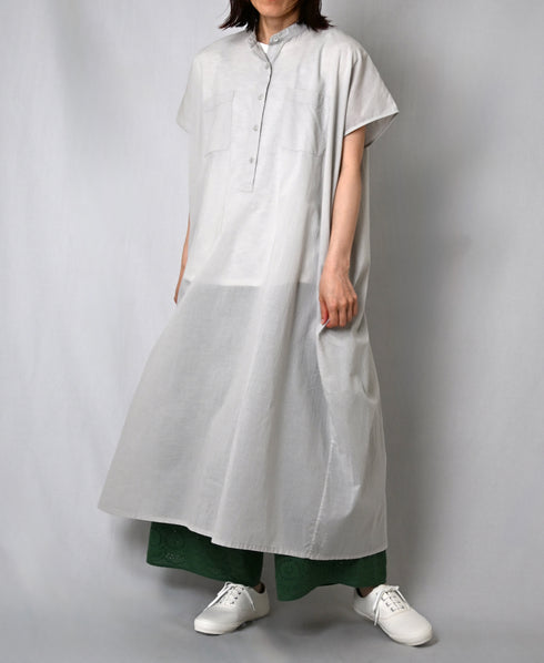 NSL26007 60s CAMBRIC PLAIN BANDED COLLAR FRENCH/SL DRESS