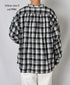 INAM2672 YARN DYED COTTON CHECK WORK GATHER SHIRT