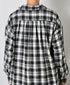 INAM2673 YARN DYED COTTON CHECK WORK GATHER LONG SHIRT