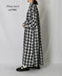 INAM2673 YARN DYED COTTON CHECK WORK GATHER LONG SHIRT