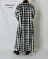 INAM2673 YARN DYED COTTON CHECK WORK GATHER LONG SHIRT
