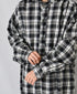 INAM2673 YARN DYED COTTON CHECK WORK GATHER LONG SHIRT