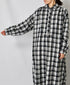 INAM2673 YARN DYED COTTON CHECK WORK GATHER LONG SHIRT