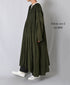 NMDS26604D ORGANIC MICRO CHK&VOILE PLAIN PATCHWORK OVERDYE CREW-NECK BUTTON SHIRT MAXI DRESS WITH PINTUCK