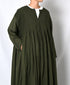 NMDS26604D ORGANIC MICRO CHK&VOILE PLAIN PATCHWORK OVERDYE CREW-NECK BUTTON SHIRT MAXI DRESS WITH PINTUCK