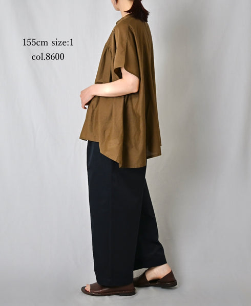 NSL26041 COTTON SILK PLAIN BANDED COLLAR FRENCH/SL SHIRT