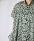 NSL26071 80s VOILE TWO TONE FLOWER PRINT FRILL COLLAR FRENCH/SL SHIRT