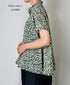 NSL26071 80s VOILE TWO TONE FLOWER PRINT FRILL COLLAR FRENCH/SL SHIRT