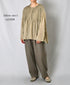 NMDS26603D ORGANIC MICRO CHK&VOILE PLAIN PATCHWORK OVERDYE CREW-NECK BUTTON SHIRT WITH PINTUCK
