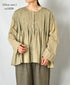 NMDS26603D ORGANIC MICRO CHK&VOILE PLAIN PATCHWORK OVERDYE CREW-NECK BUTTON SHIRT WITH PINTUCK