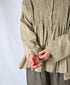 NMDS26603D ORGANIC MICRO CHK&VOILE PLAIN PATCHWORK OVERDYE CREW-NECK BUTTON SHIRT WITH PINTUCK