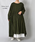 NMDS26602D ORGANIC MICRO CHK&VOILE PLAIN PATCHWORK OVERDYE PINTUCK PULLOVER DRESS