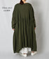 NMDS26602D ORGANIC MICRO CHK&VOILE PLAIN PATCHWORK OVERDYE PINTUCK PULLOVER DRESS