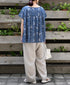 NSL26062 80s VOILE LEAF & FLOWER PRINT FRENCH/SL BACK SIDE GATHERED SMOCK