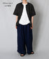 NMDS26271 80s POWER LOOM LINEN PLAIN LACE PINTUCK HALF/SLEEVE 2WAY SHIRT