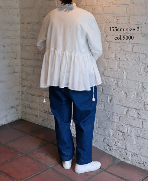 INMDS26701 TWILL COTTON KHADI PLAIN FRILL CACHE COEUR