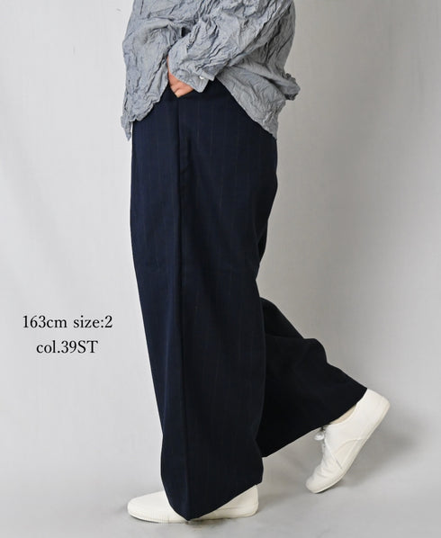 GNMDS2502WS WOOL SERGE 2TUCK WIDE EASY PANTS