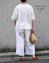 NSL24032 80s COTTON VOILE LACE V-NECK LACE S/SL PULLOVER