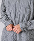 NVL2681SCW POPLIN STRIPE & CHECK WRINKLE BANDED COLLAR L/SL OVERSIZED SHIRTS
